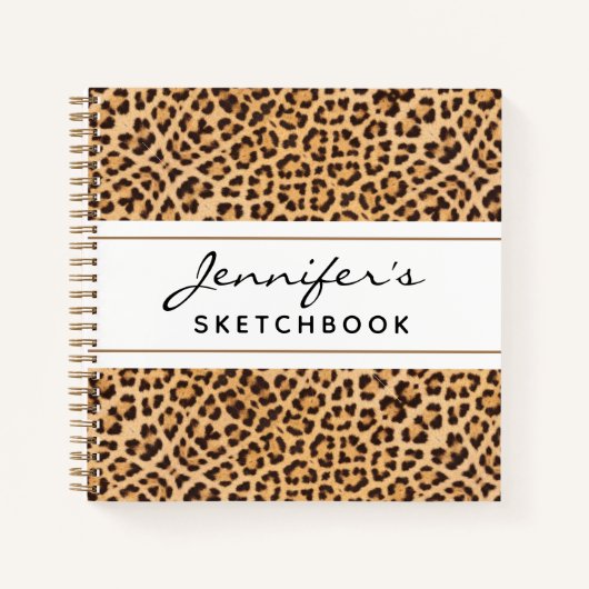 Leopard Print Chic Personalisiert Artist Sketchboo Notizblock (Vorderseite)