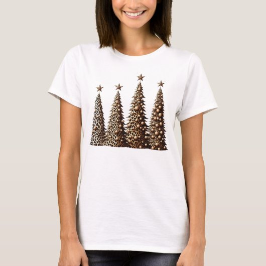 Leopard Print Christmas Tree T-Shirt (Vorderseite)