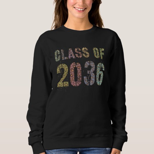 Leopard Print Class of 2036 Future Abschluss Gut Sweatshirt (Vorderseite)