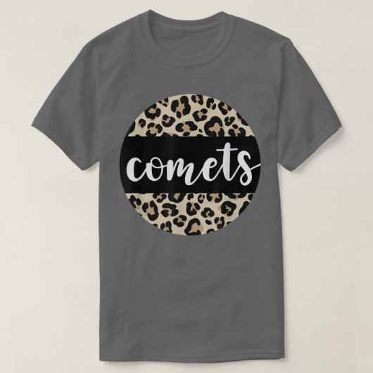 Leopard Print Comets Team Mascot School Spirit Gam T-Shirt (Design vorne)