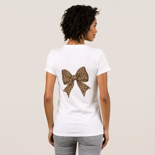 Leopard Print Coquette Bow PNG T-Shirt (Schwarz voll)