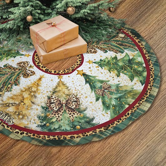 leopard print coquette bows christmas trees custom polyester weihnachtsbaumdecke