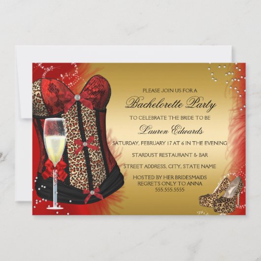 Leopard Print Corset Junggeselinnen-Abschied laden Einladung (Vorderseite)
