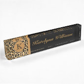 Leopard Print Custom Monogram Desk Name Plate Namensplakette