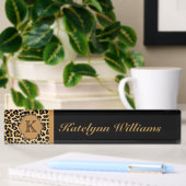 Leopard Print Custom Monogram Desk Name Plate Namensplakette