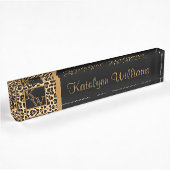 Leopard Print Custom Monogram Desk Name Plate Namensplakette