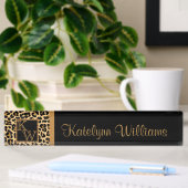 Leopard Print Custom Monogram Desk Name Plate Namensplakette