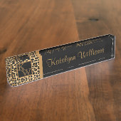 Leopard Print Custom Monogram Desk Name Plate Namensplakette (Seite)