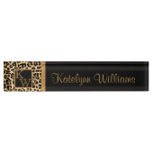 Leopard Print Custom Monogram Desk Name Plate Namensplakette (Vorderseite)