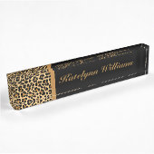 Leopard Print Custom Monogram Desk Name Plate Namensplakette