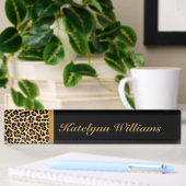 Leopard Print Custom Monogram Desk Name Plate Namensplakette