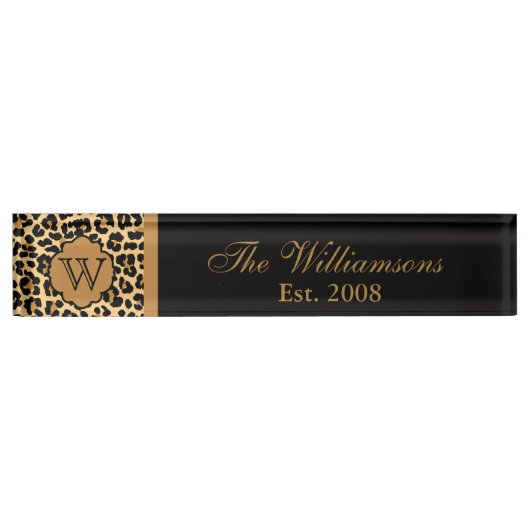Leopard Print Custom Monogram Family Name Plate Namensplakette (Vorderseite)