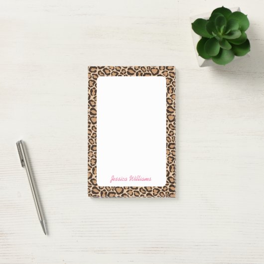 Leopard Print Custom Monogram Post-it Klebezettel (Büro)