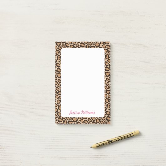 Leopard Print Custom Monogram Post-it Klebezettel (Auf Schreibtisch)
