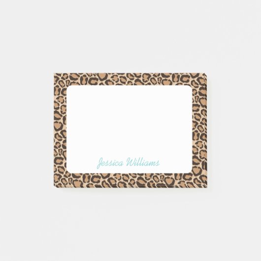 Leopard Print Custom Monogram Post-it Klebezettel (Vorderseite)