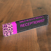 Leopard Print Custom Pink Schreibtisch Name Plate Namensplakette (Seite)