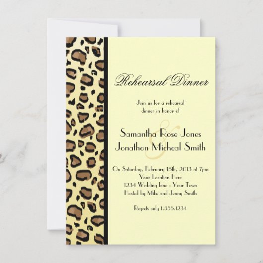 Leopard Print Custom Probe Dinner Einladung (Vorderseite)