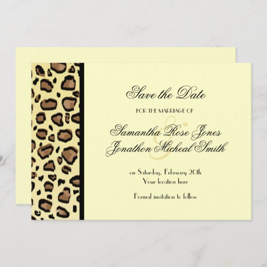 Leopard Print Custom Wedding Save the Date (Vorne/Hinten)
