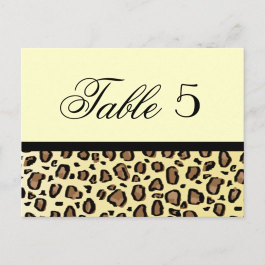 Leopard Print Custom Wedding Tischnummer (Vorderseite)