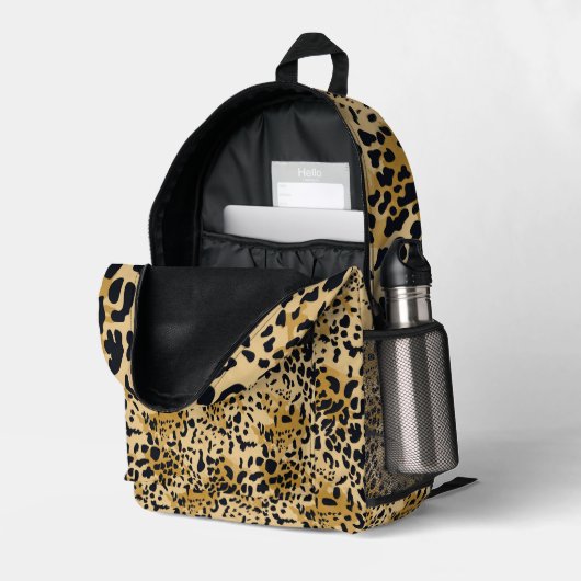 Leopard Print Cut Sew BagPack Bedruckter Rucksack (Rückseitige Ecke links (Offen) )