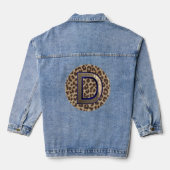 Leopard Print D Blue Womens Denim Jean Jacket Jeansjacke (Rückseite)
