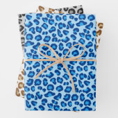 Leopard Print, Denim Blue, Cream, Grau Geschenkpapier Set (Beispiel)