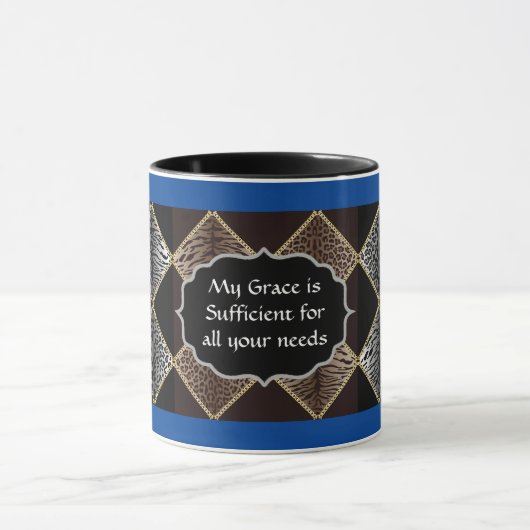 Leopard Print Diamond Design Zwei-Tone-Tasse Tasse (Zentrum)