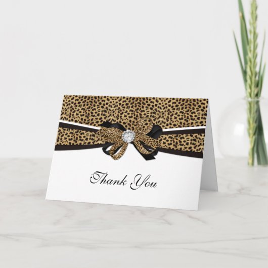 Leopard Print Diamond Kristall Wedding Vielen Dank Dankeskarte (Vorderseite)