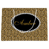 Leopard Print Diamond Monogram Lg Gift Bag Große Geschenktüte (Vorderseite)