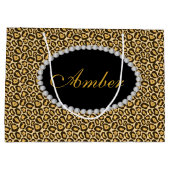 Leopard Print Diamond Monogram Lg Gift Bag Große Geschenktüte (Rückseite)