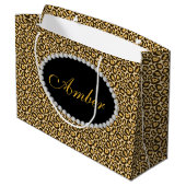 Leopard Print Diamond Monogram Lg Gift Bag Große Geschenktüte (Rückseite Schrägansicht)