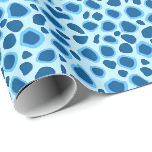 Leopard Print - Dunkles Kobalt und Himmelblau Geschenkpapier (Rolleneckpunkt)