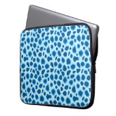 Leopard Print - Dunkles Kobalt und Himmelblau Laptopschutzhülle (Vorderseite Links)
