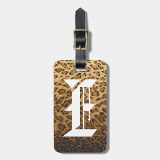 Leopard Print E Monogram Initialen Gepäckmarke Gepäckanhänger