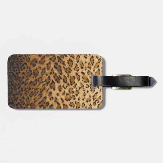 Leopard Print E Monogram Initialen Gepäckmarke Gepäckanhänger (Rückseite horizontal)