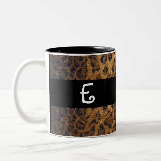 Leopard Print E Monogramm Initialen Coffee Tasse C (Links)