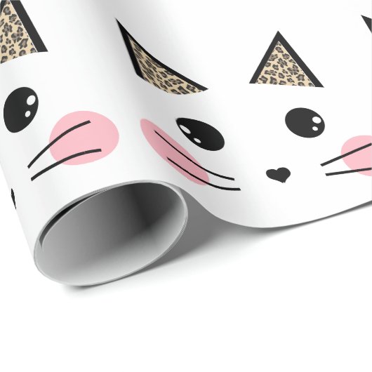 Leopard Print Ears Kitty Cat Face Geschenkpapier (Rolleneckpunkt)