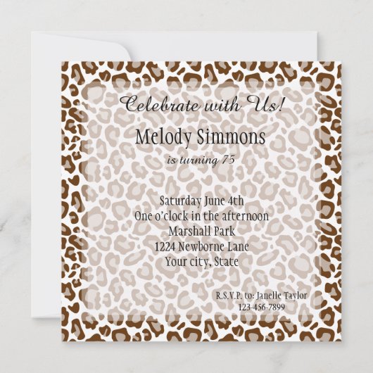 Leopard Print Einladung (Rückseite)