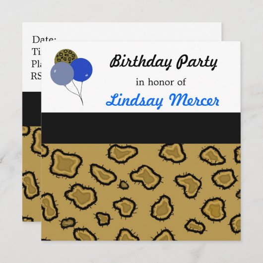 Leopard Print Einladung zum Geburtstag (Vorne/Hinten)