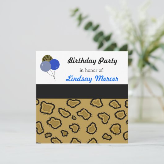 Leopard Print Einladung zum Geburtstag (Stehend Vorderseite)
