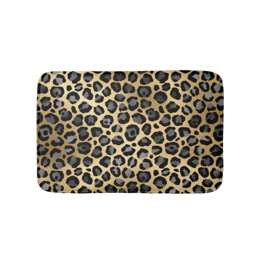Leopard Print elegant grau , schwarz & goldfarben Badematte (Vorderseite)