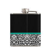 Leopard Print Emerald Green Ribbon Bow Chic Name Flachmann (Rückseite)