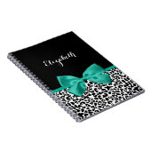 Leopard Print Emerald Green Ribbon Bow Chic Name Notizblock (Rechte Seite)