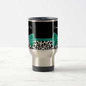 Leopard Print Emerald Green Ribbon Bow Chic Name Reisebecher (Mittel)
