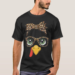 Leopard Print Erntedank Türkei Brille T-Shirt