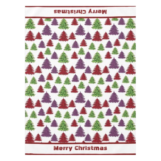 Leopard Print farbenfrohe Bäume Frohe Weihnachten Tischdecke (Vorderseite)