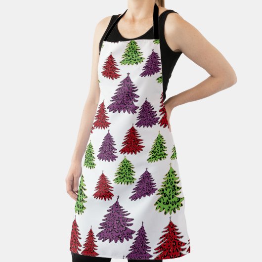 Leopard Print farbenfrohe Weihnachtsbaumen Schürze (InSitu)