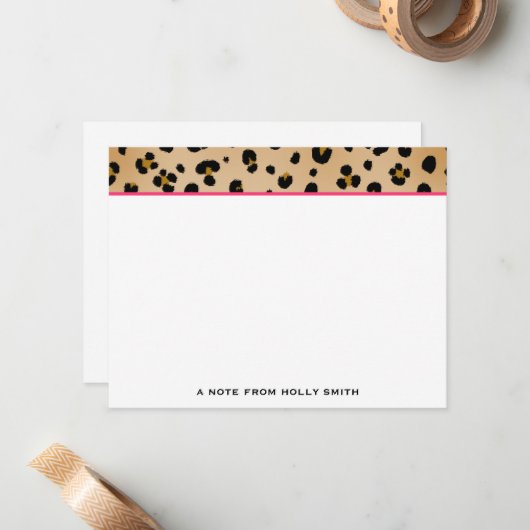 Leopard Print Flat Notecards Mitteilungskarte (Vorderseite/Rückseite Beispiel)