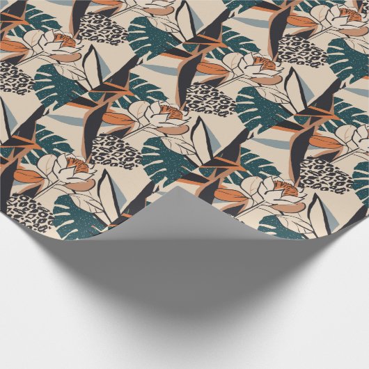 Leopard Print Floral: Abstrakt handGezeichnet Geschenkpapier (Ecke)