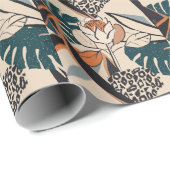 Leopard Print Floral: Abstrakt handGezeichnet Geschenkpapier (Rolleneckpunkt)